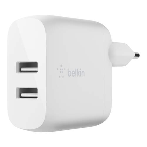 Cargador Belkin WCB002VFWH - 24W Carga UltraRápida, Doble USB-A