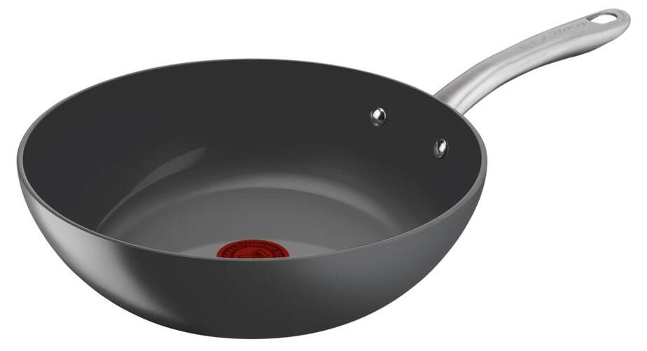 Wok Tefal Renew+ - 28 cm, Cerámica, Gris