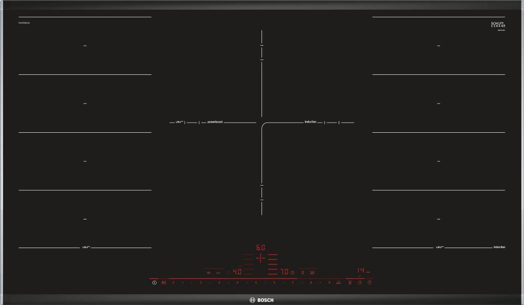 Placa Inducción Bosch PXV975DC1E - 90cm, 3 Zonas (1 Zona Maxx 32cm)