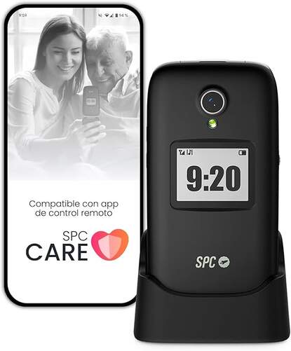 Seniorphone SPC 2334N Polaris - 1400 mAh, SPC Care, Botón SOS, 4 G, GPS, Negro