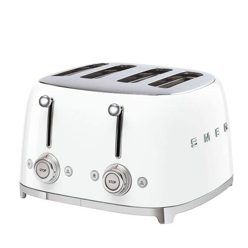 Tostadora Smeg TSF03WHEU - 4 Ranuras, 2000 W, Blanco