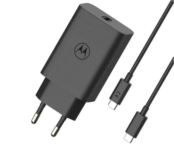 Cargador Motorola 1XUSB -  Cargador 68 W + Cable USB-C, 1 Metro, Carga Rápida, Negro