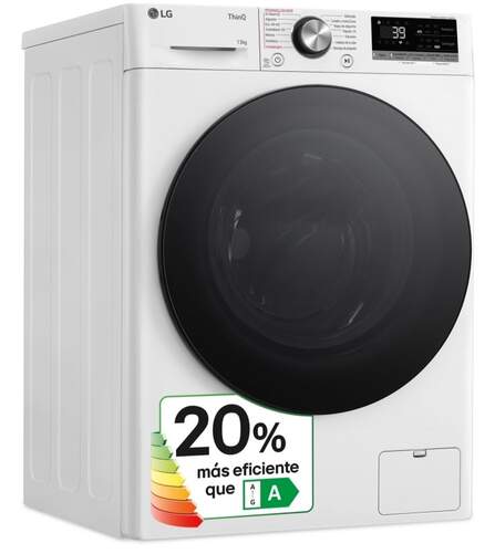 Lavadora LG F4WR7013AGW - 13 kg, 1400 rpm, Clase A-10%, Steam+, Wi-Fi, Blanca