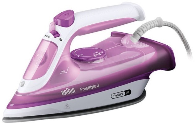 Plancha Braun FI3124PU - 2400 W, 170 gr, 160 g/min, 45 g/min, blanco y rosa