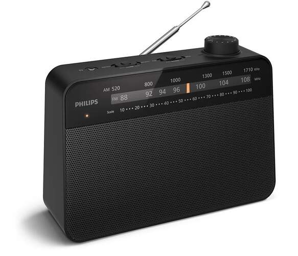 Radio Philips TAR2509/10 - FM/AM Analógica, CA o Pilas D (LR20), Indicador LED, 0,3 W, Negro