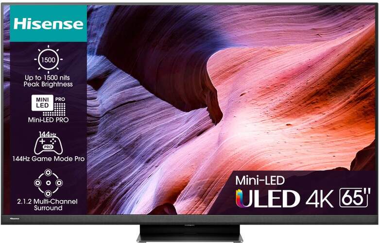 TV 65" MiniLED Hisense 65U8KQ - 4K 120Hz, FALD, HDR10+, Dolby Vision/Atmos 2.1.2ch 50W, HDMI 2.1