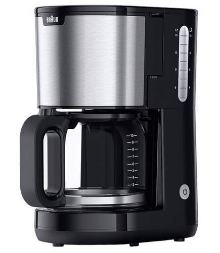 Cafetera de goteo Braun KF1500BK - 10 Tazas, 1000 W, Negro, Inox