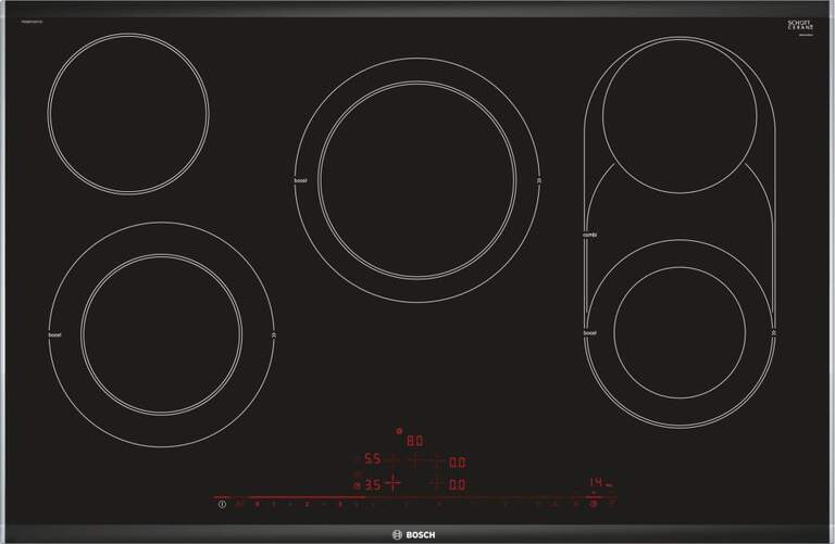 Placa Vitrocerámica Bosch PKM875DP1D - 80cm, 5 Zonas, 17 Potencias, Sprint, Memoria, Negro