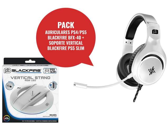 Kit Blackfire para PS5 - Auriculares BFX-40 Gaming para PS4/PS4 + Soporte Vertical PS5 Slim