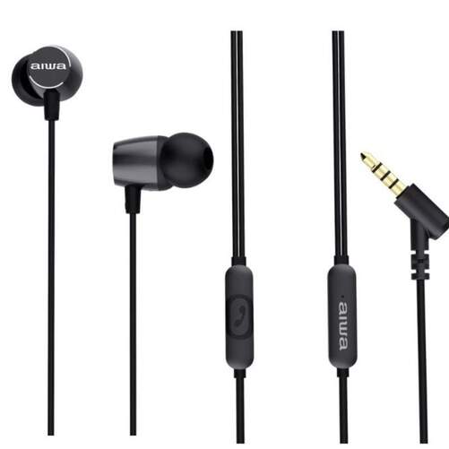 Auriculares AIWA ESTM30BK - Jack 3,5 mm, 20-20000 Hz, con micrófono, negro