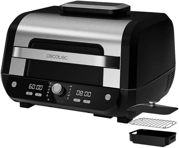 Freidora de Aire Cecotec Cecofry FireDome 8000 Pro - 8 L, Grill, 1700 W, 12 Programas, Negro, Inox