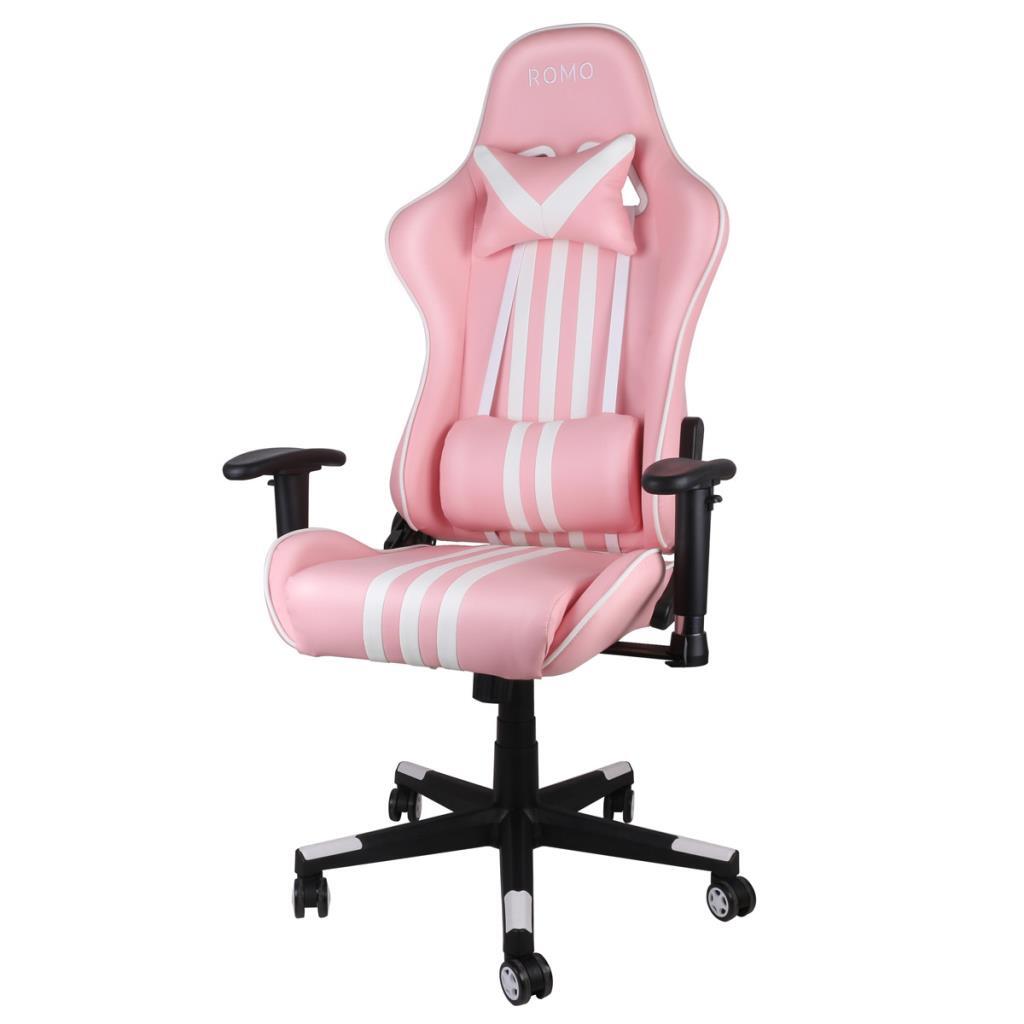 Silla Gaming Romo RO-DG-AITNE Rosa - Reclinable 180º, Reposabrazos Ajustable