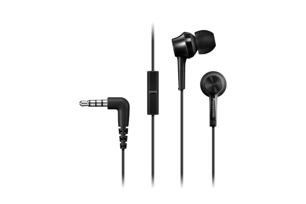 Auriculares Panasonic RP-TCM115E-K - Con micrófono, 10-24000 Hz, 16 Ohmios, 109 dB SPL, Negro