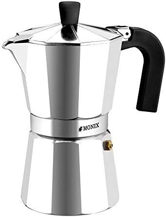 Cafetera Italiana Monix Vitro Expres - Aluminio, Antiadherente, Mango Baquelita, 6 Tazas, Inox