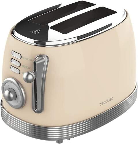 Tostadora Cecotec Toast&Taste 800 Vintage Beige - 850W, 2 Ranuras, 6 Intensidades, 3 Funciones