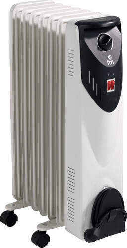 Radiador Aceite FM RW-15 - 1500W, 7 Elementos, Termostato Seguridad, Recogecables