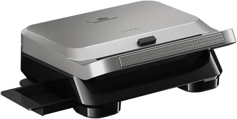 Grill Braun SM5006 Inox - 800 W, placas, intercambiable, plancha y gofrera, 27x13 cm, Inox