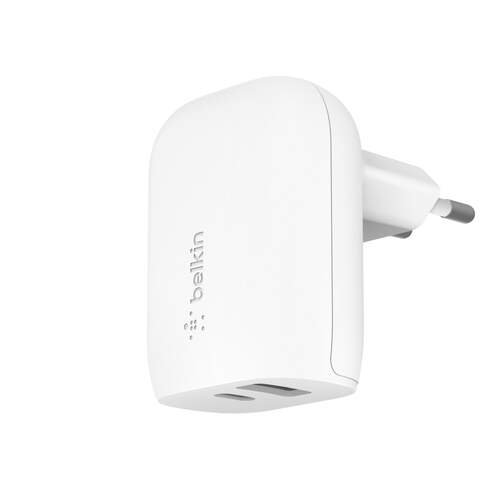 Cargador Belkin WCB007VFWH - 1xUSB C, 1xUSB A, 37 W Ultrarrápido, Blanco