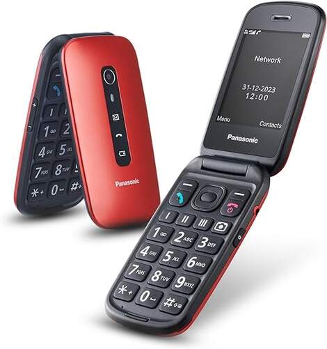 Teléfono Panasonic KXTU550EXR para personas mayores - color rojo, 4G, cámara de 1.2 MP