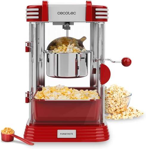 Palomitero Cecotec Corn Classic Electric 3263 - 300 W, 500 mg, Inox, Blanco, Rojo