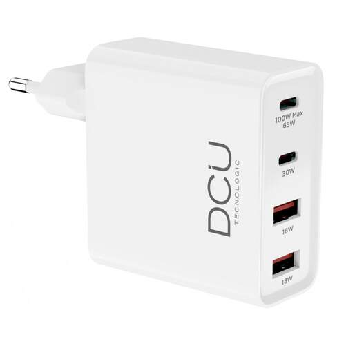 Cargador DCU 2 x USB A + 2 x USB C - Blanco, GaN, 100 W