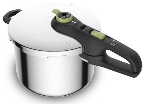 Olla a presión rápida Tefal P25807 Secure - 6 L, Inox, Negro, Verde