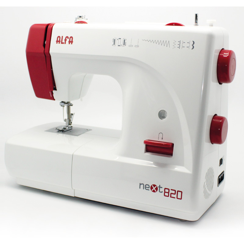 Máquina de coser Alfa Next 820 - 9 Puntadas 0 a 4mm, Ojal 4 Pasos, Lámpara