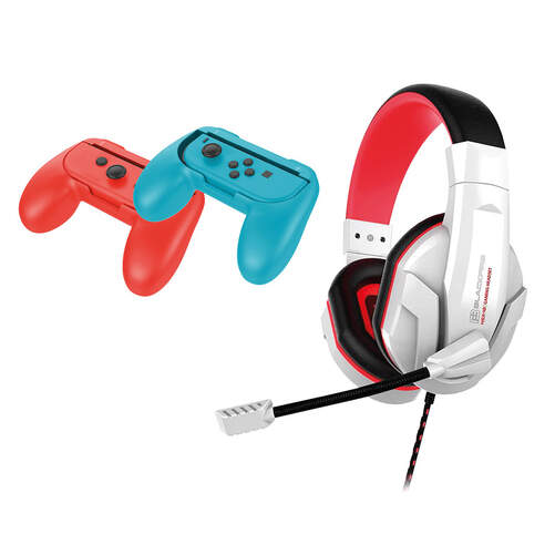 Kit Blackfire para Nintendo Switch + Auriculares NSX-10 + Agarres para mandos Joy-Con (2 uds)