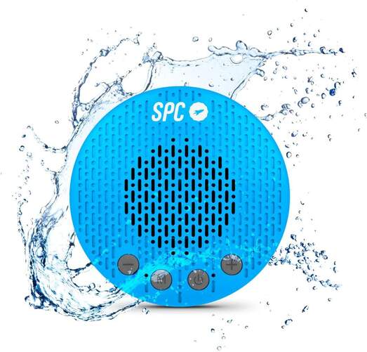 Altavoz Ducha SPC Splash Speaker - Manos Libres, Bluetooth, Radio FM, Micrófono, Batería 5h, Azul