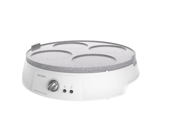 Crepera Cecotec Fun Crepestone Twin - 1200 W, 305 mm, Rodillo y Espátula, Blanco