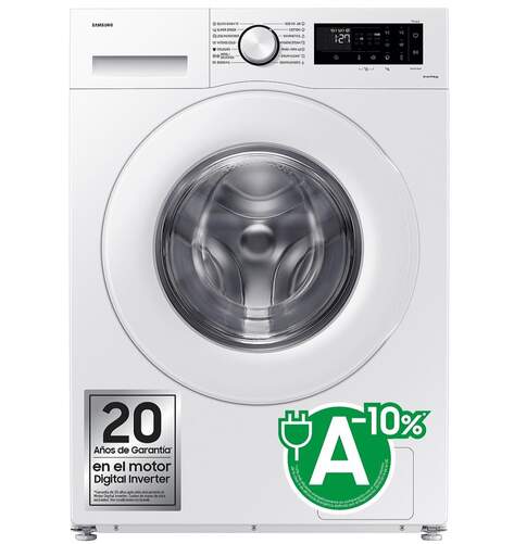 Lavadora Samsung WW11DG5B25TEEC - 11 kg, 1400 rpm, Clase A-10%, 11 programas, Blanco, 72 dB