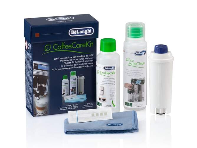 Set de mantenimiento para cafeteras DeLonghi DLSC306 - 200 ml, EcoDecalk, Eco MultiClean