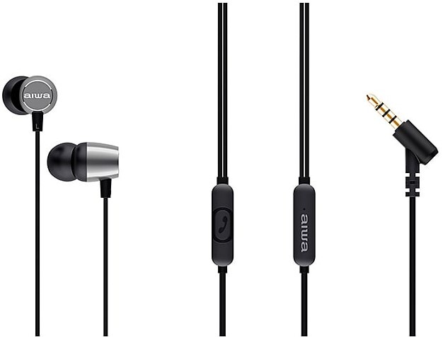 Auriculares AIWA ESTM30SL - Jack 3,5 mm, 20-20000 Hz, con micrófono, plata