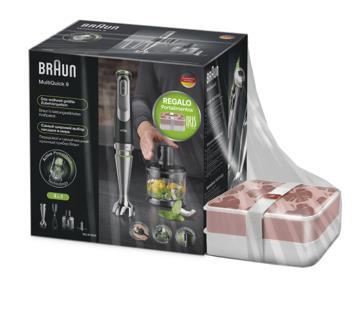 Batidora de mano Braun MQ9135XI - 1200 W, cuchilla acero inoxidable + Regalo Lunch Box Iris