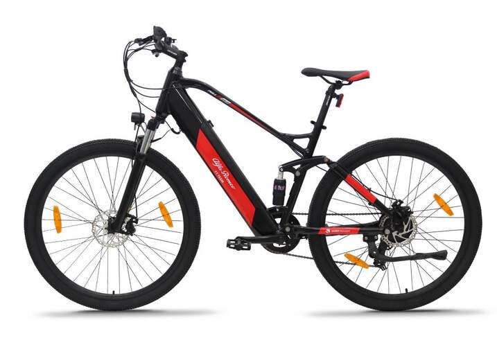 Bicicleta Eléctrica Alfa Romeo Full - 250 W, ruedas 29", 13000 mAh, Negro y rojo