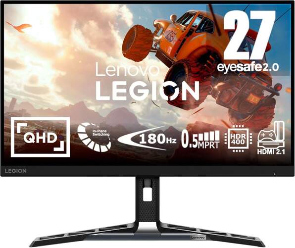 Monitor Lenovo Legion 27" R27QE - Quad HD, 0,5 ms en modo rápido, 450 nits, 2 HDMI, 1 DisplayPort