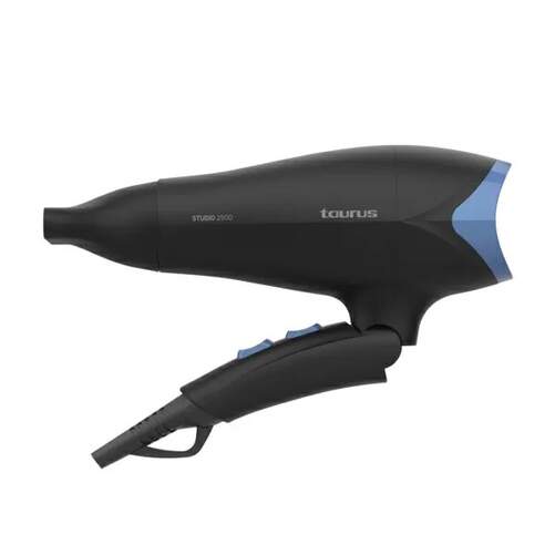 Secador Taurus Studio 2500 - 2400 W, plegable, 2 velocidades, negro y azul