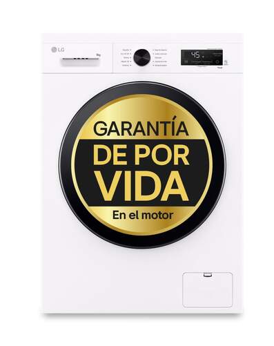 Lavadora LG F4X1009NWK - 9 kg, 1400 rpm, Clase A, Vapor, Antialergia, Tapa Extraible