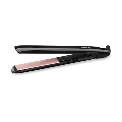 Plancha Pelo Babyliss ST298E - Cerámico, Hasta 235º C, Estuche, Negro, Rosa