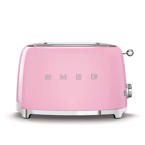 Tostadora Smeg TSF01PKEU - 2 ranuras cortas, 950 W, 6 intensidades, Rosa pastel