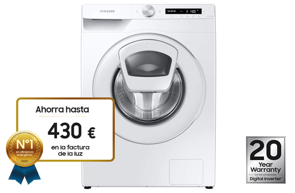 Lavadora Samsung WW90T554DTW/S3 - Clase A, 9kg