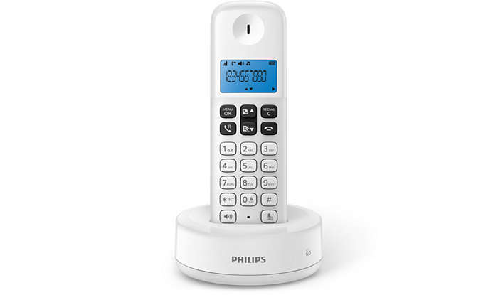 Teléfono inalámbrico Philips D1611W Blanco - 50 Contactos, Rellamada