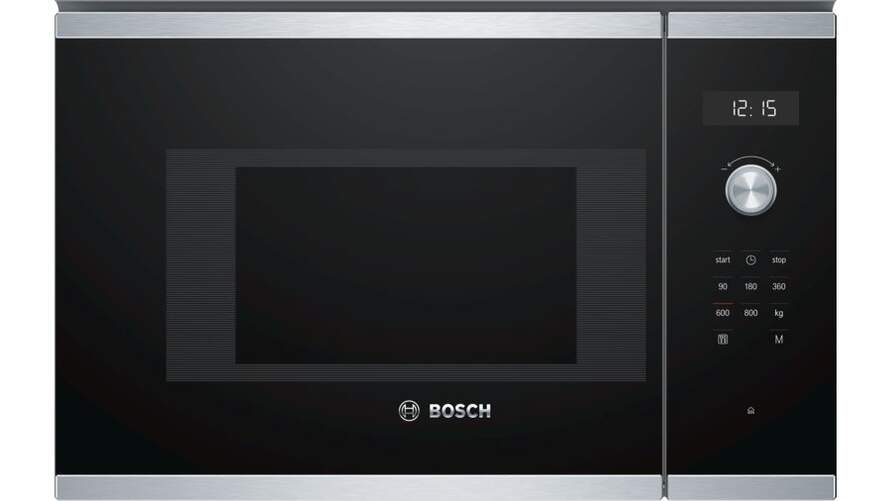 Microondas Bosch BFL524MS0 - 38 cm, 30 L, 800 W, 5 Potencias, Inox, Negro