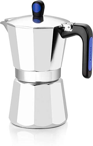 Cafetera Italiana Monix Induction Express - Aluminio, Fondo Difusor, 12 Tazas, Inox