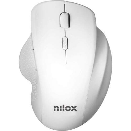 Ratón Nilox Ergo - Inalámbrico, 6 botones, 3200 DPI, Blanco