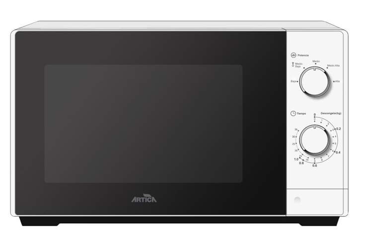 Microondas Artica AMW210W - 20 litros, 700 W, control giratorio, luz LED interior, blanco