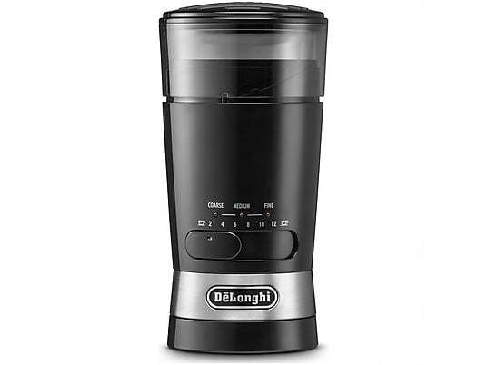 Molinillo Delonghi KG210 - 170 W, 12 tazas, Molienda fina, Inox, Negro