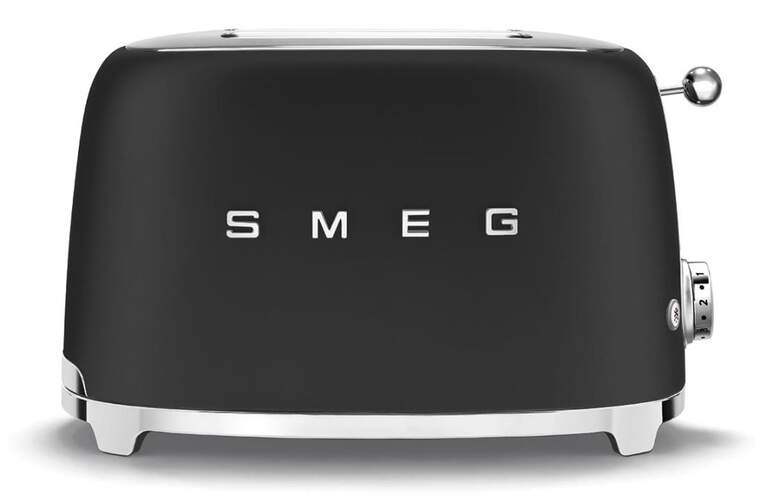 Tostador Smeg TSF01CHMEU - 950W, 2 Rebanadas, 6 Intensidades, Descongelar, Recalentar, Negro Mate