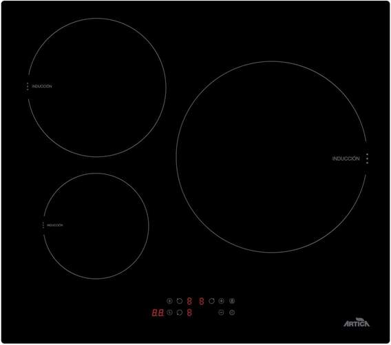 Placa Inducción Artica AEI6023 - 3 Zonas, 29 cm, 7100 W, Booster