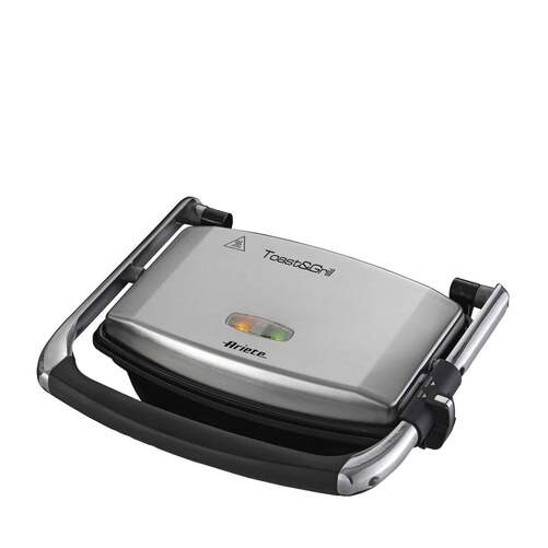 Grill Ariete 1911Toast&Grill - 1000 W, bisagra flotante, recogecables, Inox, 27 x 18 cm